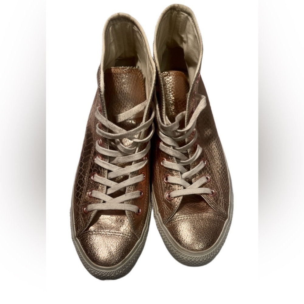 Converse Chuck Taylor Metallic Rose Gold Athleisure Trendy platform High-Tops 11 - Picture 2 of 7